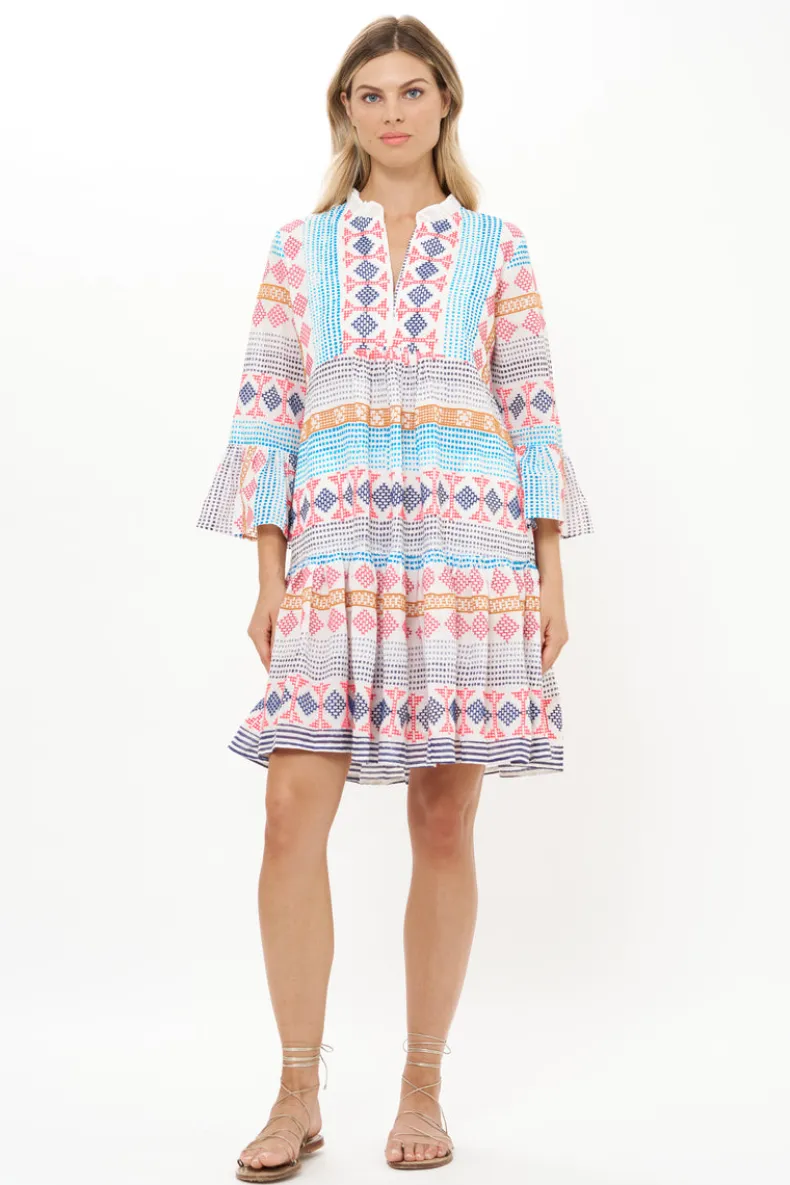 Bell Sleeve Tiered Mini- Casablanca Multi