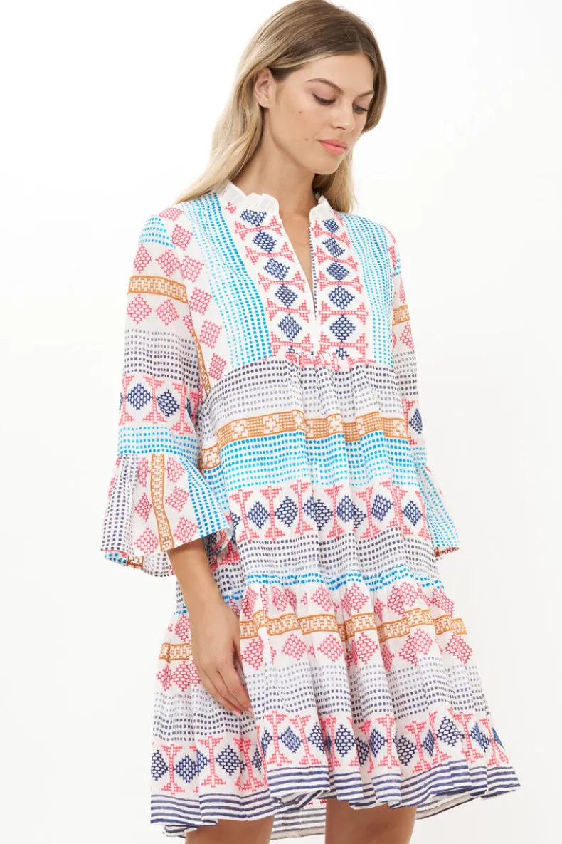 Bell Sleeve Tiered Mini- Casablanca Multi