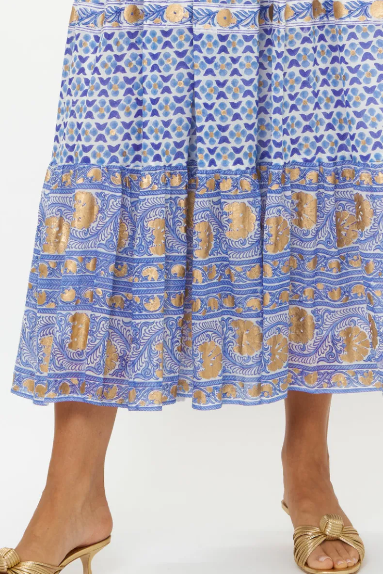 Sleeveless Smocked Maxi- Veranda Blue