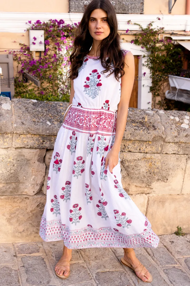 Sleeveless Piped Maxi- Napa Red