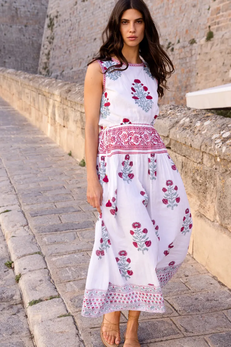 Sleeveless Piped Maxi- Napa Red