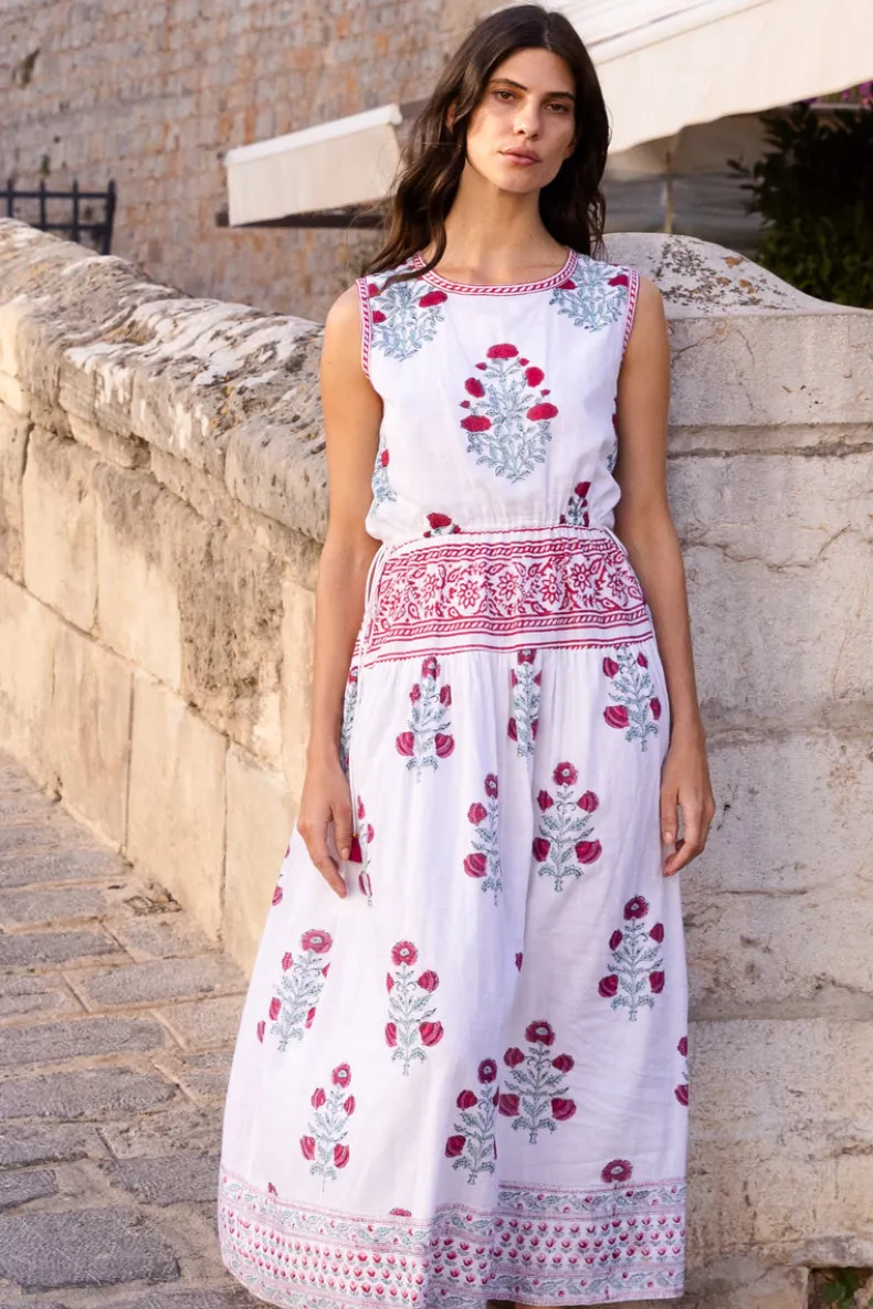 Sleeveless Piped Maxi- Napa Red