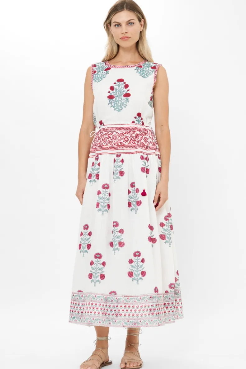 Sleeveless Piped Maxi- Napa Red