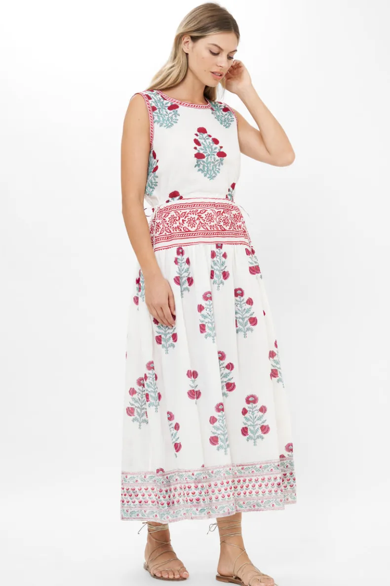 Sleeveless Piped Maxi- Napa Red