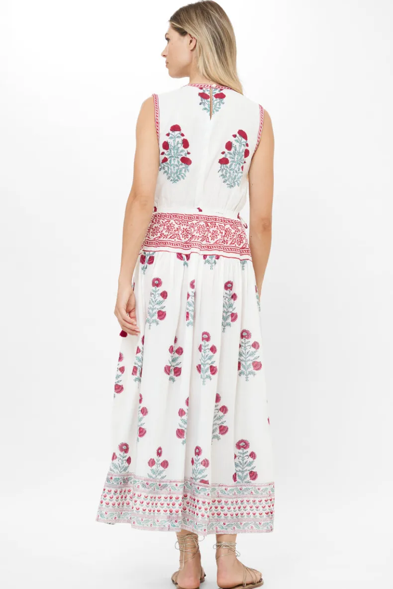 Sleeveless Piped Maxi- Napa Red