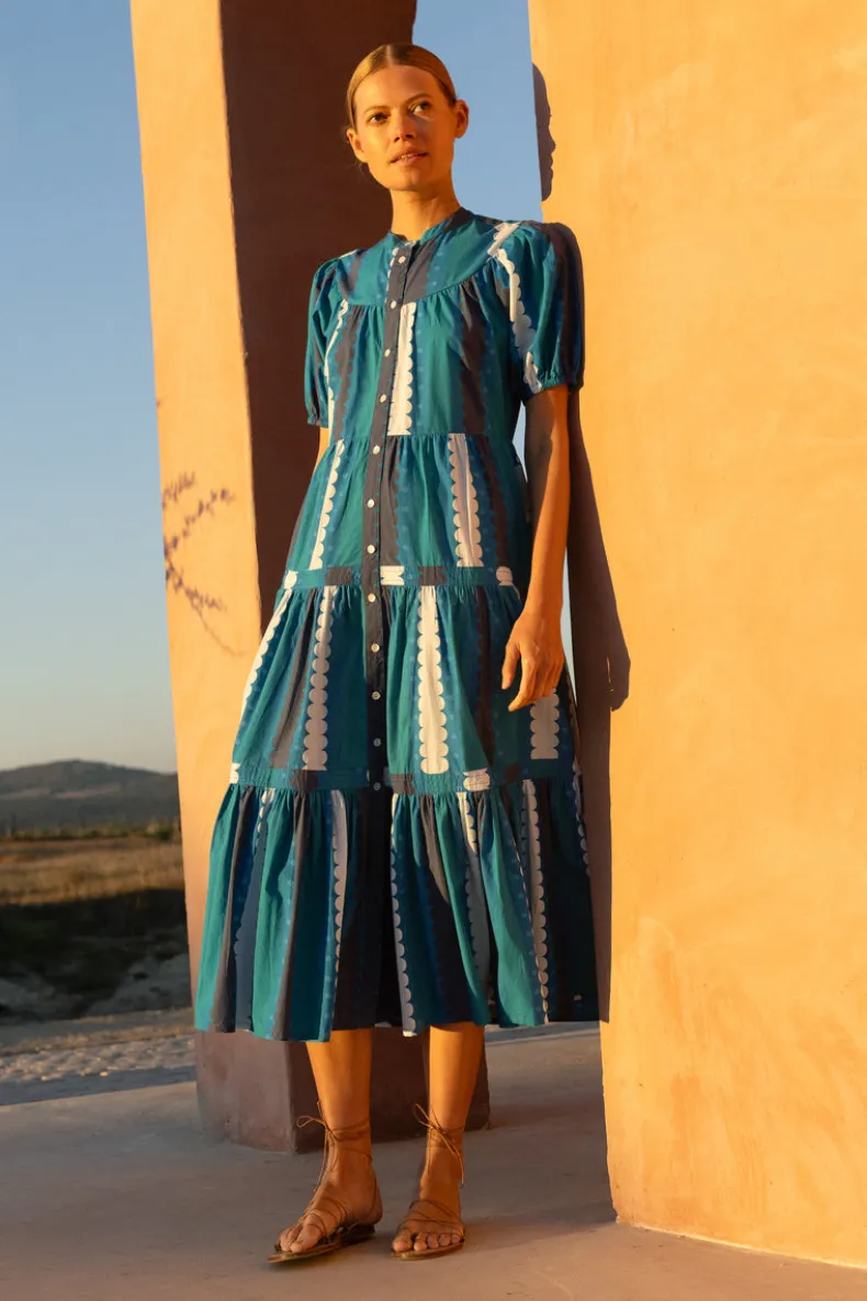 Scoop Tiered Midi- Meko Blue