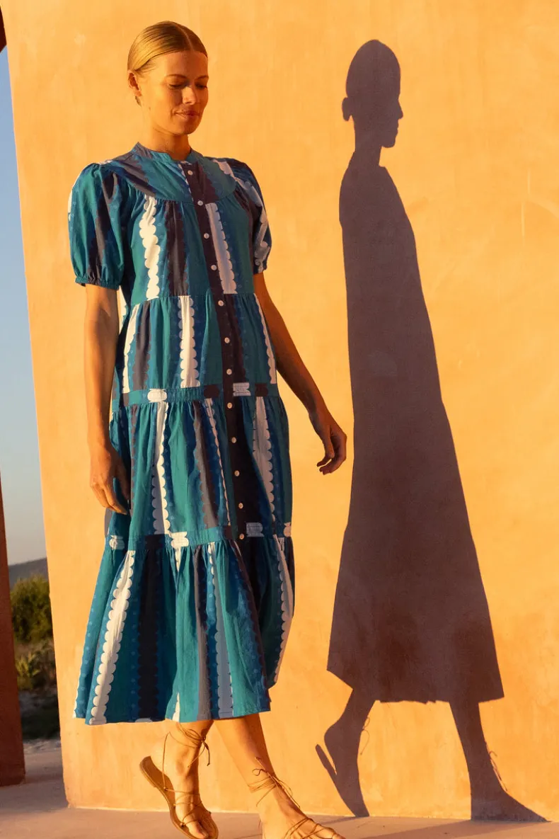 Scoop Tiered Midi- Meko Blue