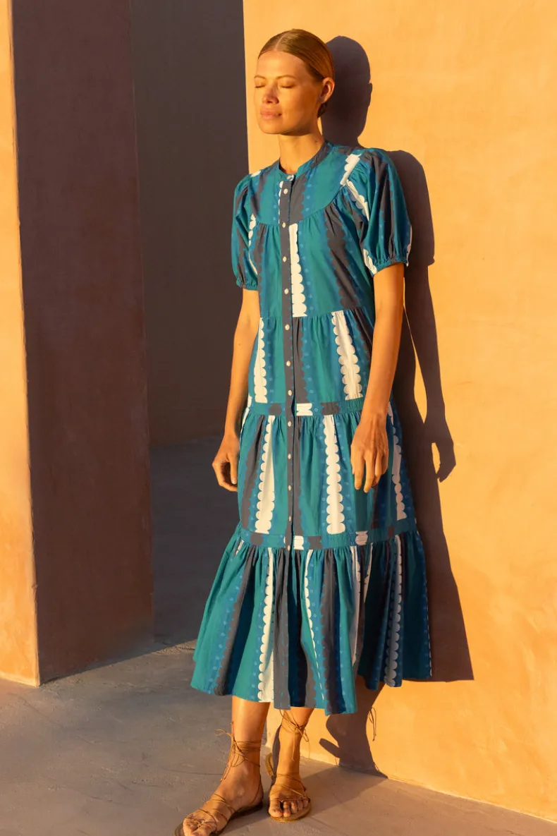 Scoop Tiered Midi- Meko Blue