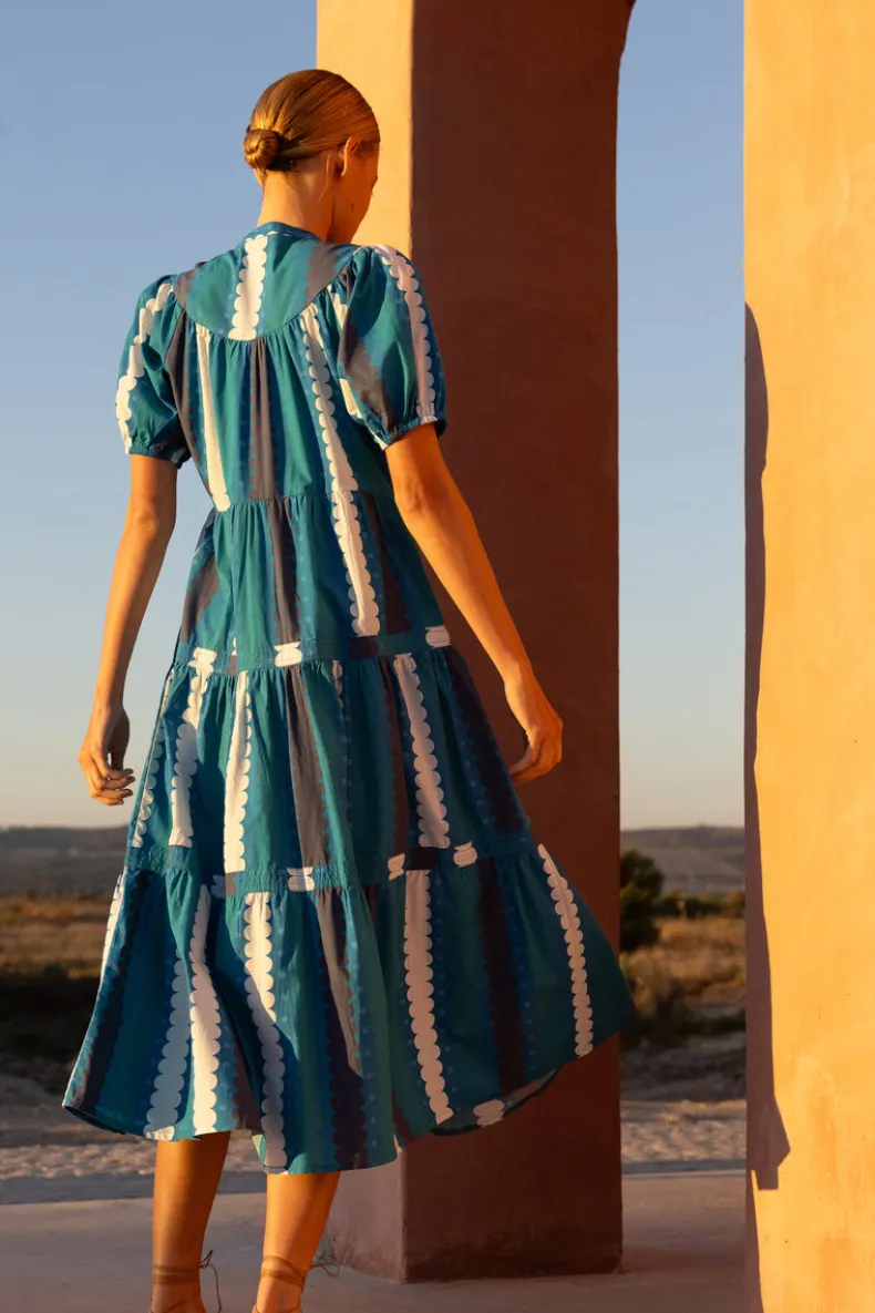 Scoop Tiered Midi- Meko Blue