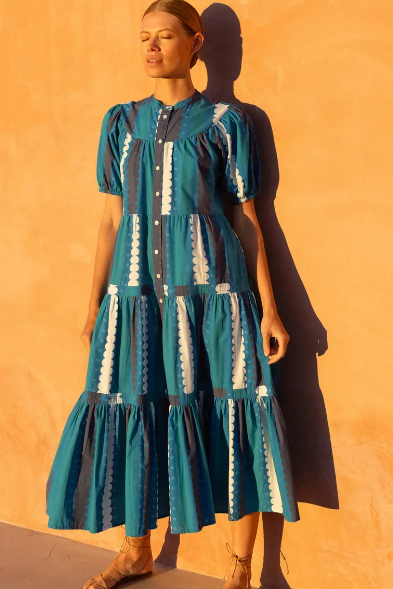 Scoop Tiered Midi- Meko Blue