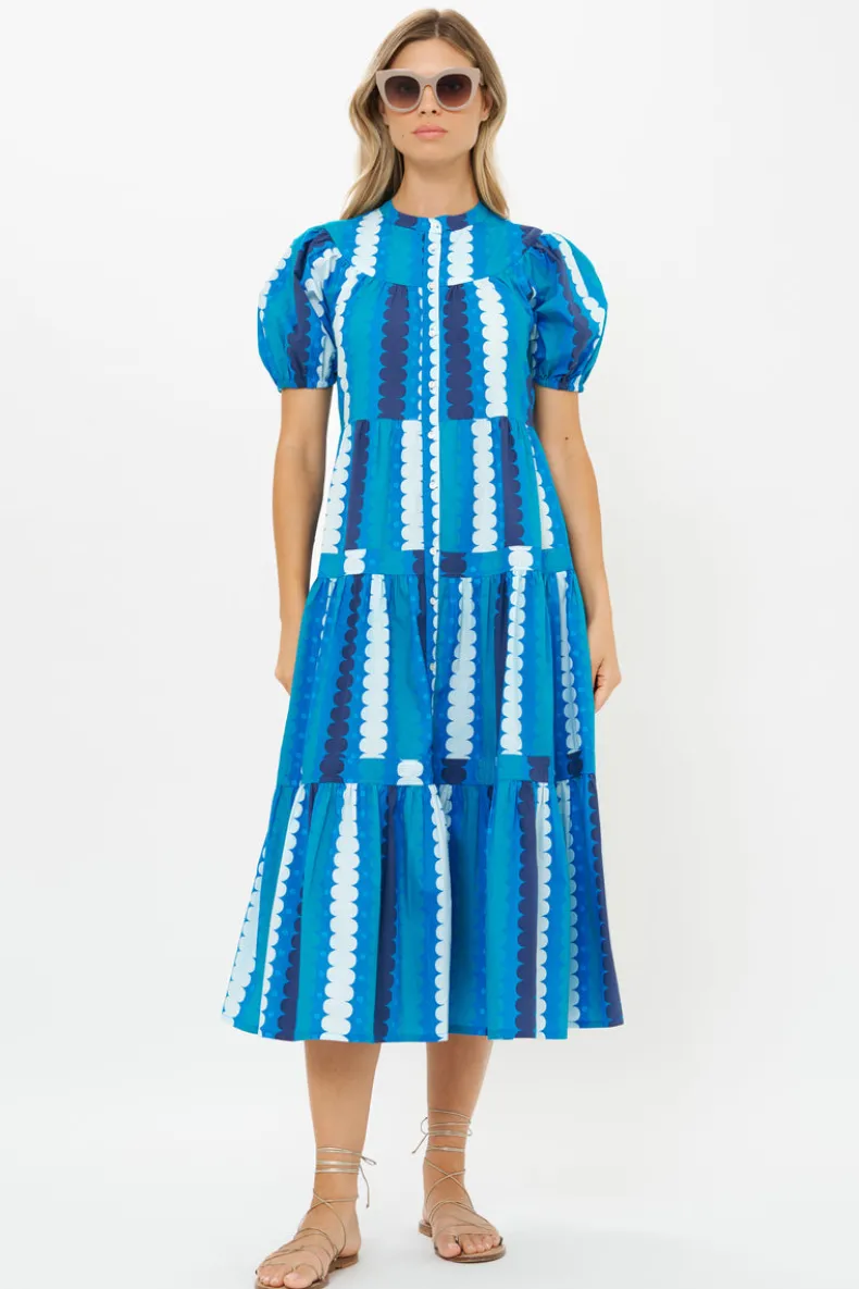 Scoop Tiered Midi- Meko Blue
