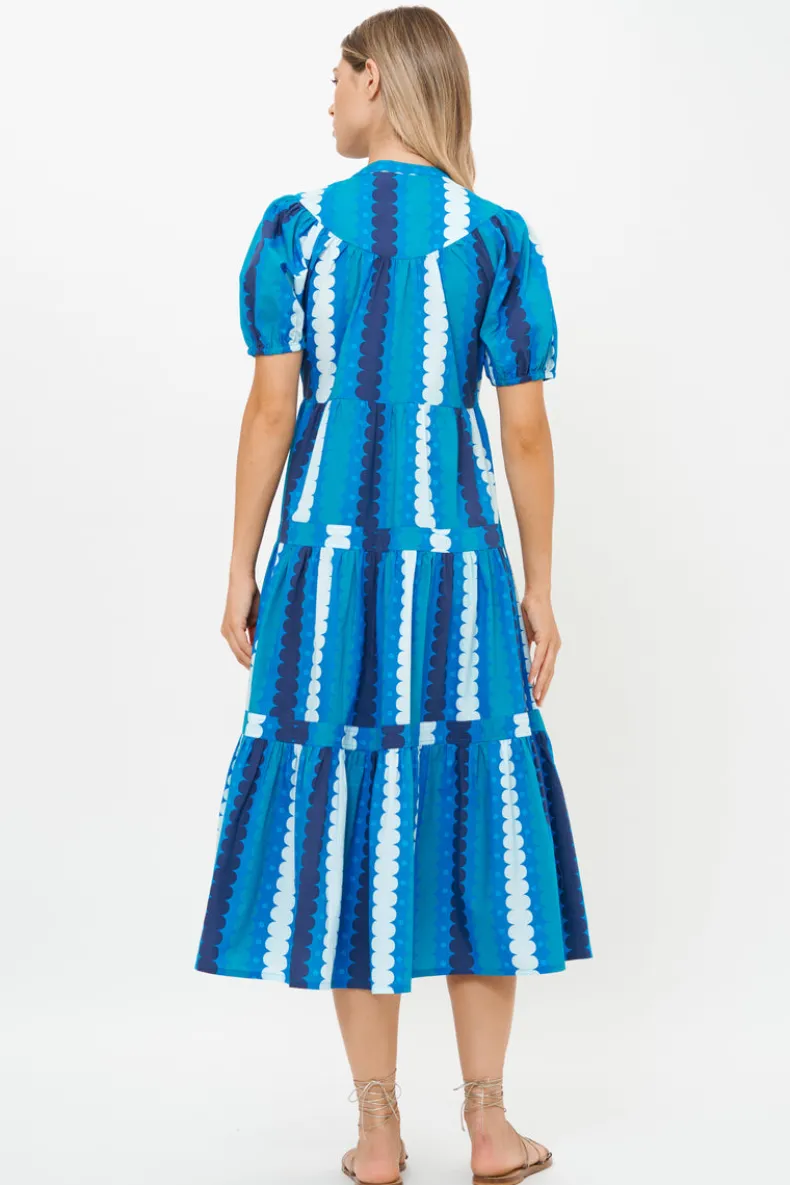 Scoop Tiered Midi- Meko Blue