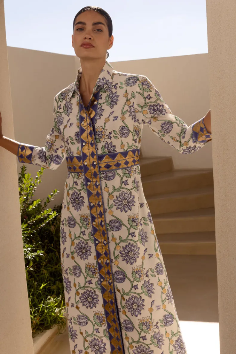 Shirt Dress Maxi- Presidio Blue