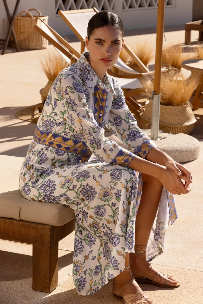 Shirt Dress Maxi- Presidio Blue