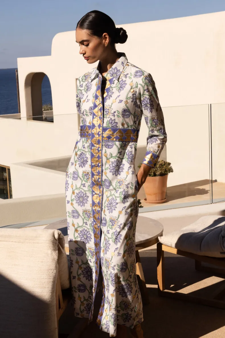 Shirt Dress Maxi- Presidio Blue