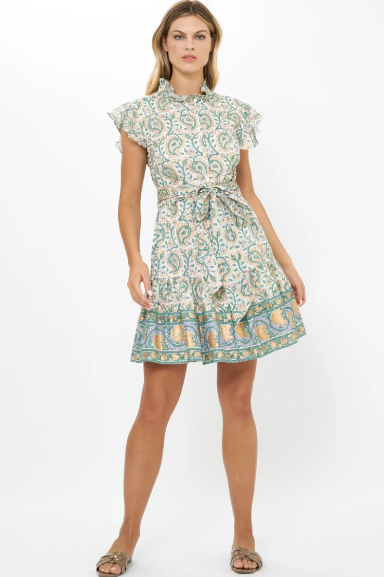 Ruffle Collar Button Mini- Marseille Green