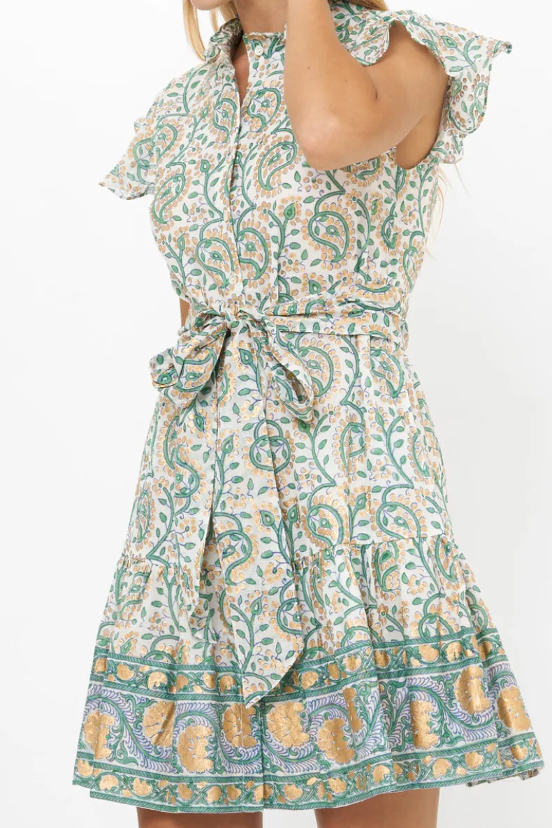 Ruffle Collar Button Mini- Marseille Green