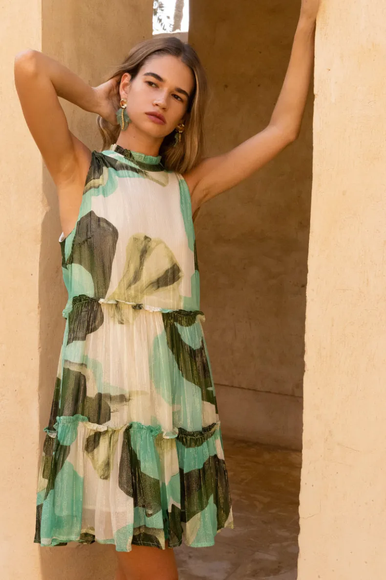 Ruffle Tiered Short- Ginkgo Green