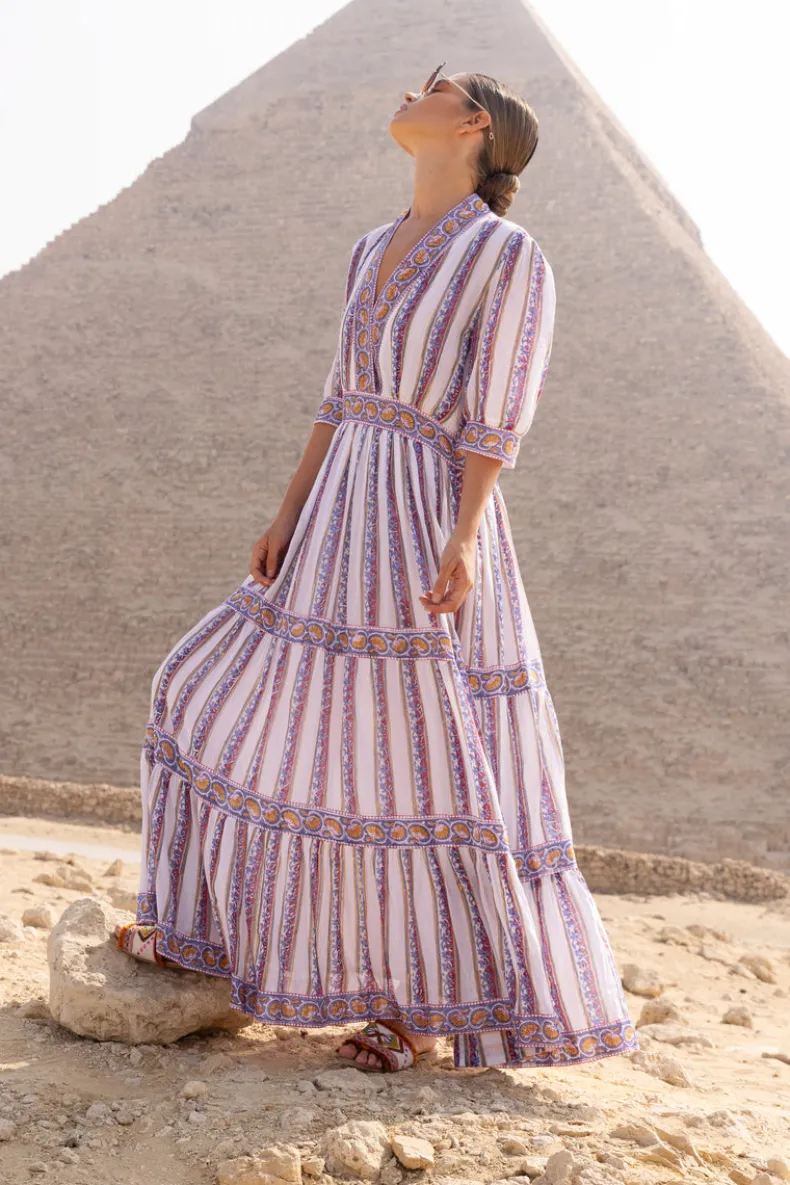 V-Neck Cuffed Maxi- Haveli Peri