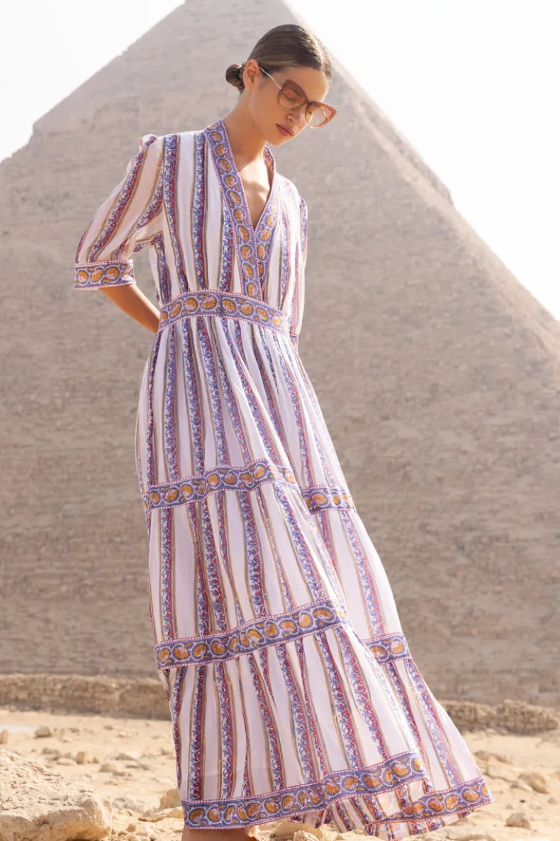 V-Neck Cuffed Maxi- Haveli Peri