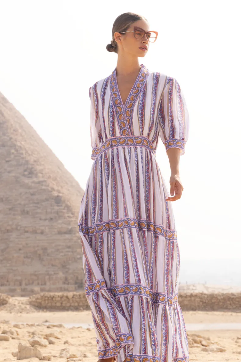 V-Neck Cuffed Maxi- Haveli Peri