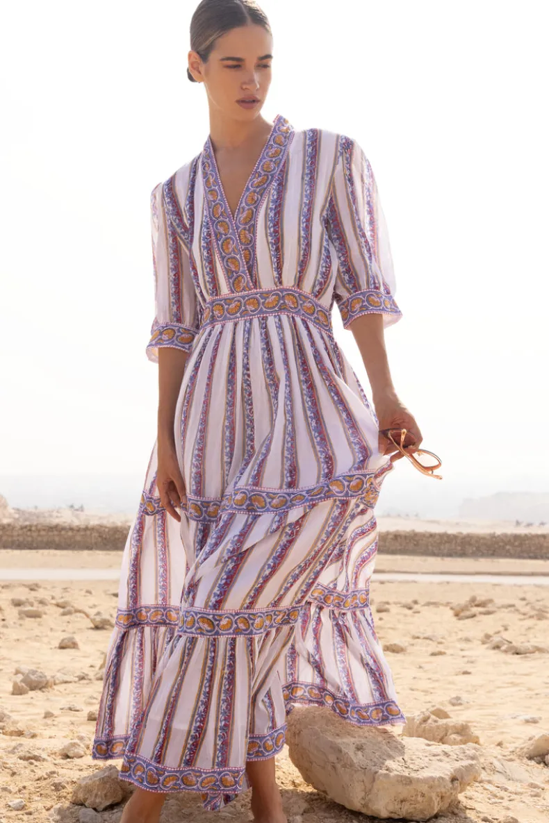 V-Neck Cuffed Maxi- Haveli Peri