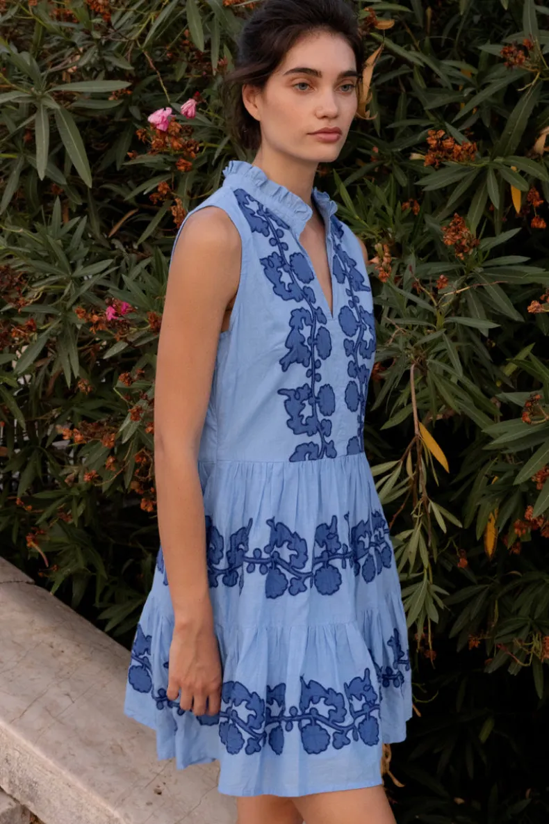 Yoke Dress- Tangier Blue