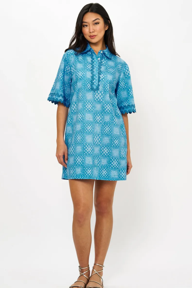 Collared Shirt Dress Mini- Matrix Blue