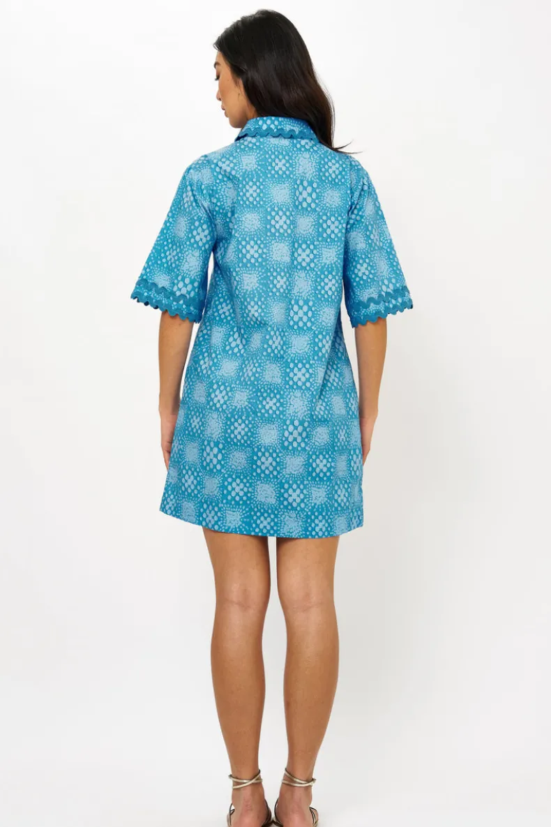 Collared Shirt Dress Mini- Matrix Blue