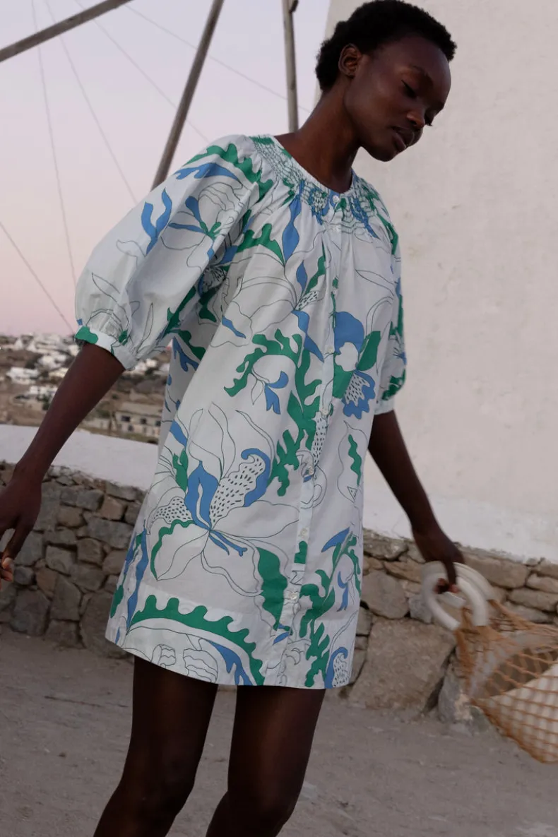 Embroidered Button Mini- Orchid Green