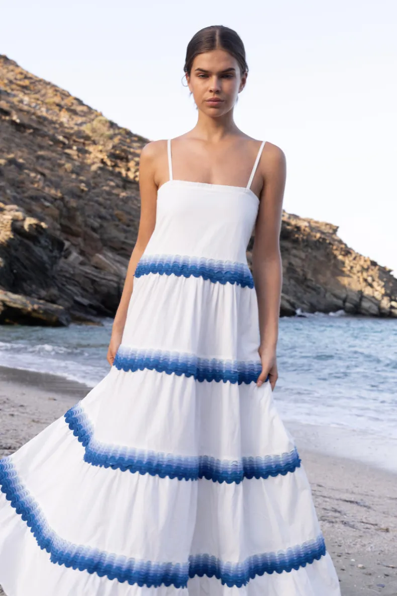 Smocked Back Maxi- Pacifica Blue