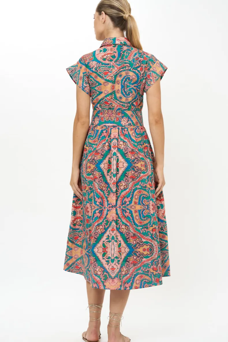 Belted Shirt Dress- Persia Aqua