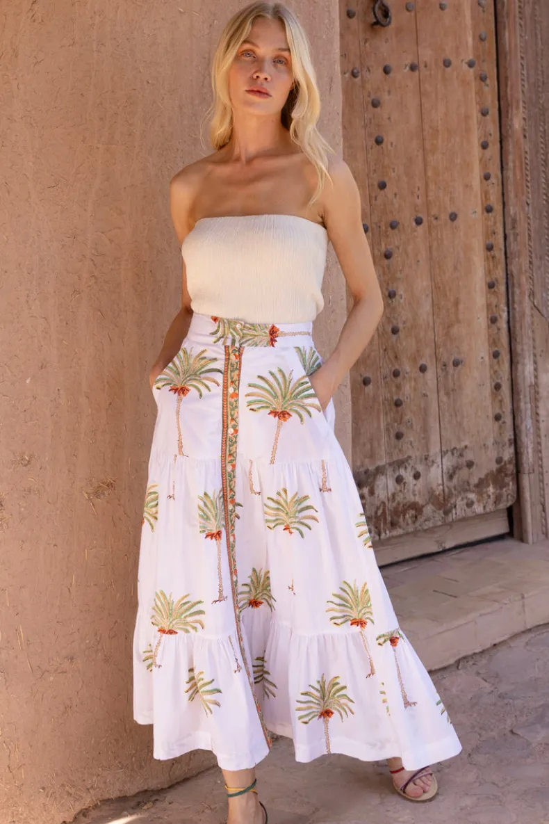 Button Front Skirt- Canary Green