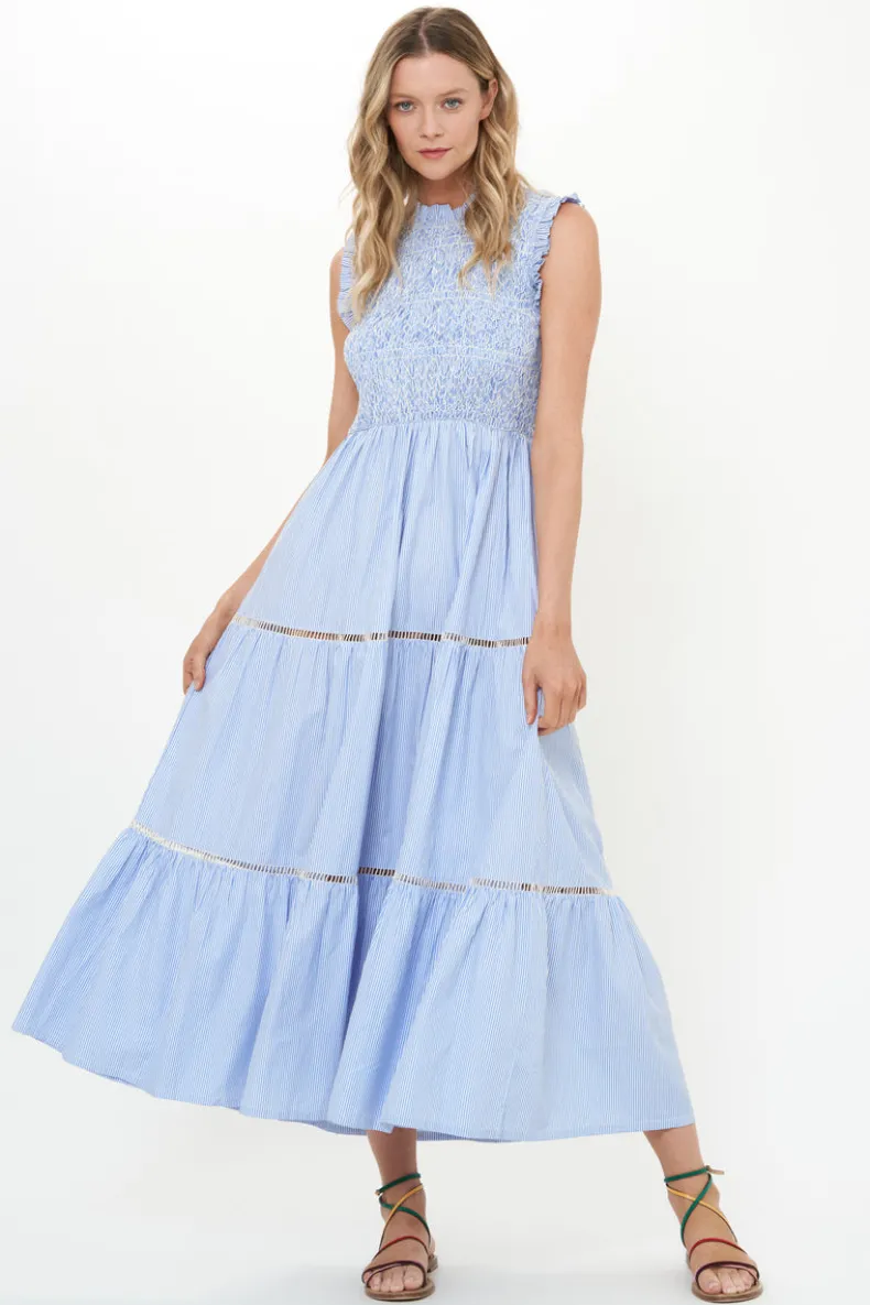 Sleeveless Smocked Maxi- Chatham Blue