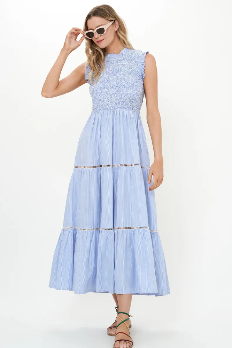 Sleeveless Smocked Maxi- Chatham Blue