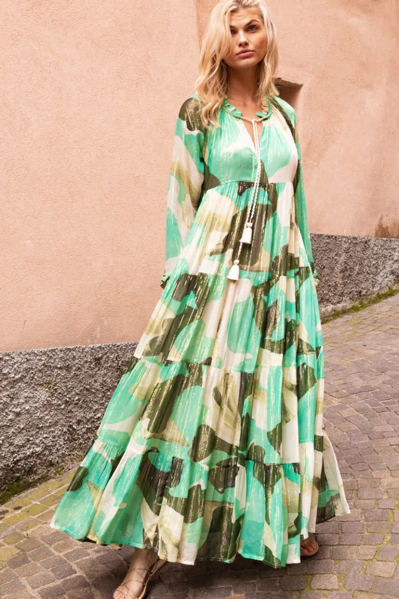 Long Sleeve Tassel Maxi- Ginkgo Green