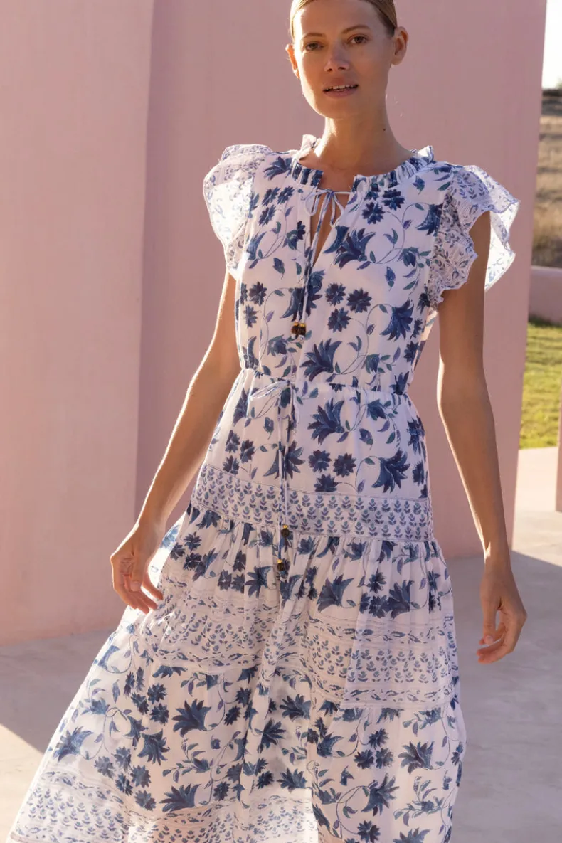 Cinched Flirty Midi- Marion Blue