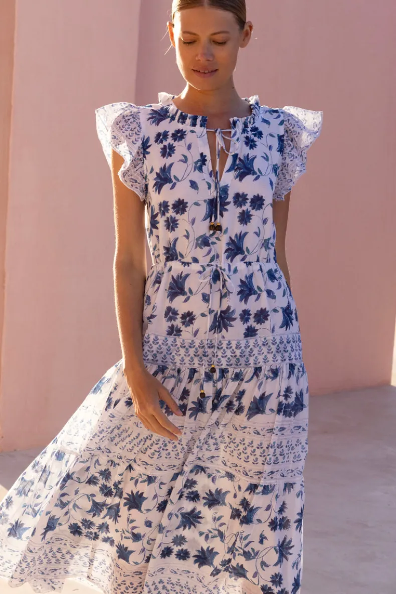 Cinched Flirty Midi- Marion Blue