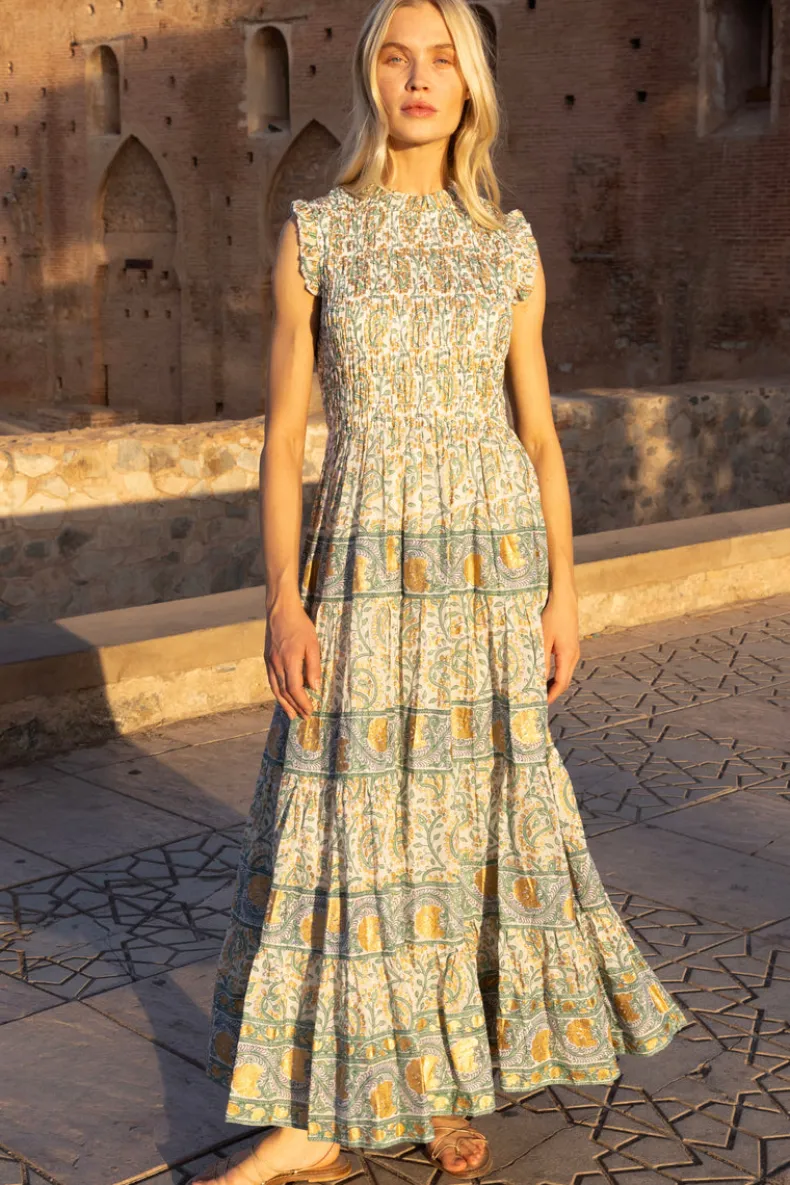 Sleeveless Smocked Maxi- Marseille Green