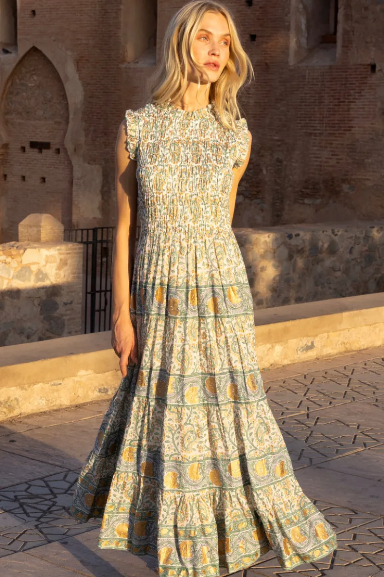 Sleeveless Smocked Maxi- Marseille Green