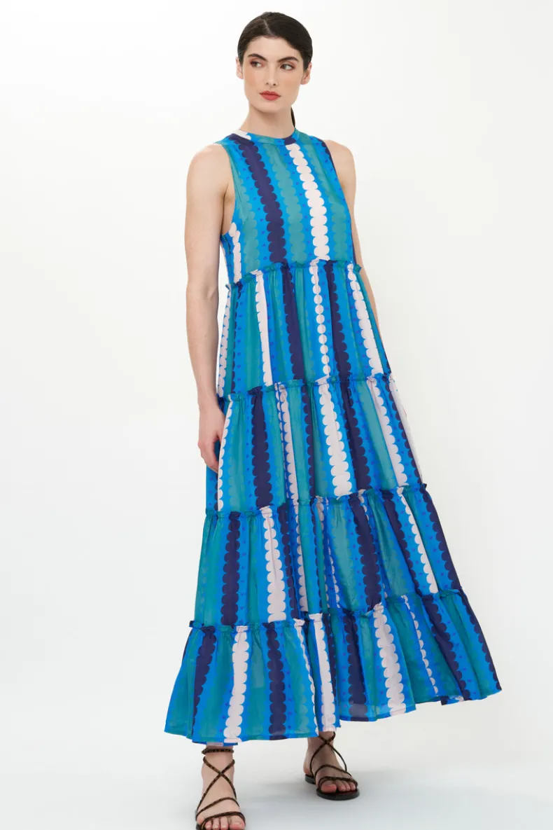 Ruffle Tiered Maxi- Meko Blue