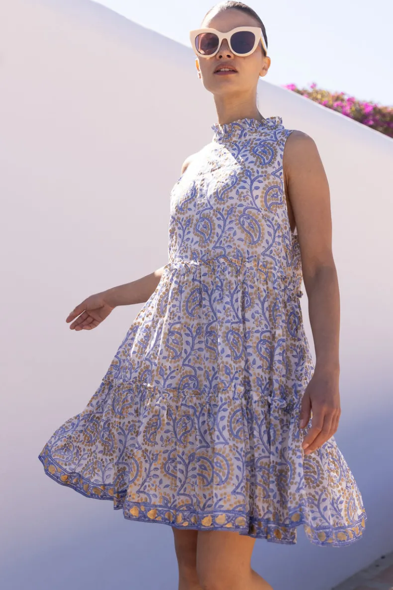 Ruffle Tiered Short- Marseille Blue