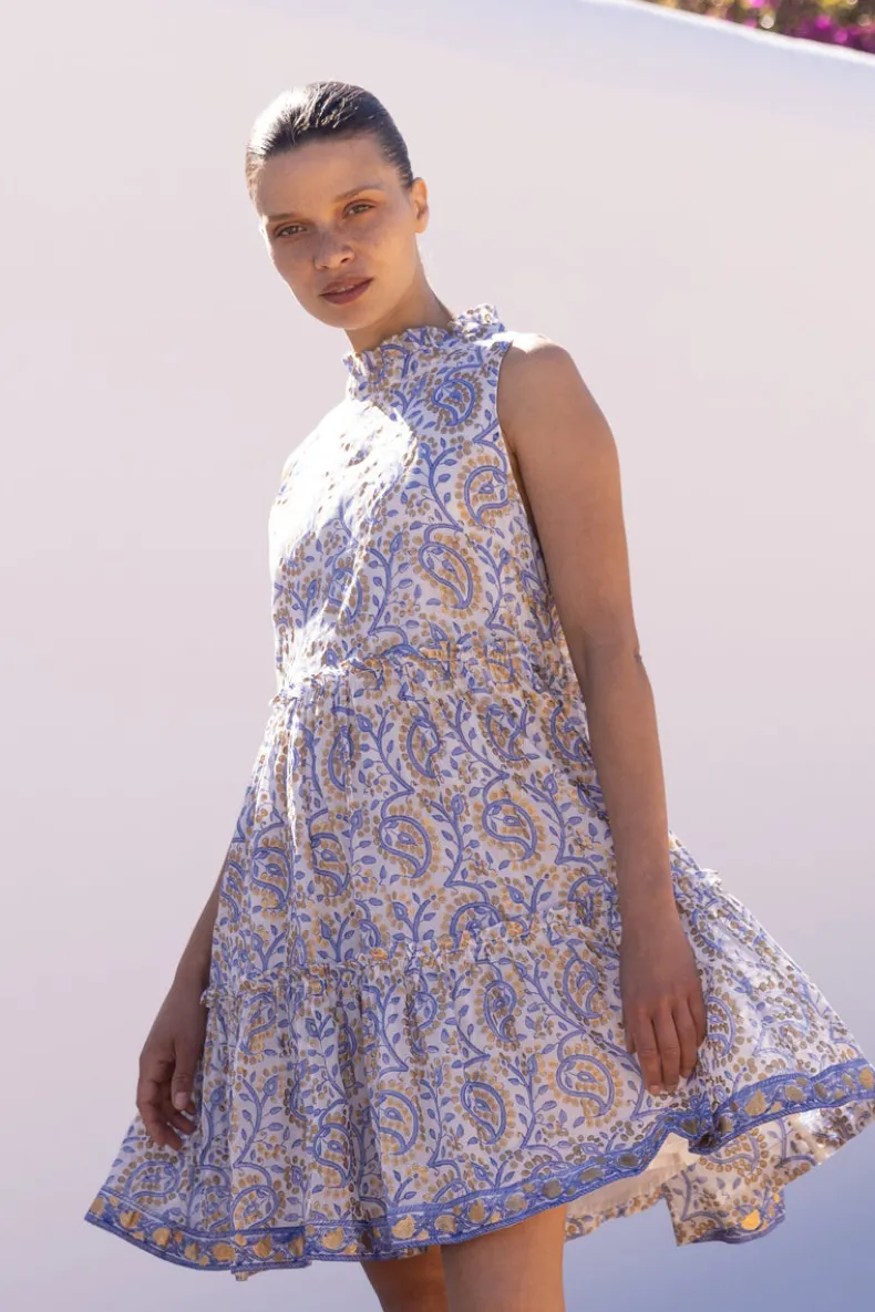 Ruffle Tiered Short- Marseille Blue