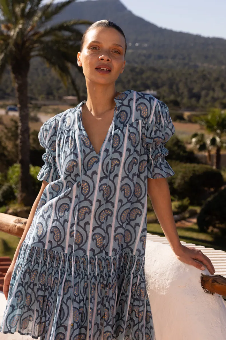 Smocked Drop Mini- Goa Blue