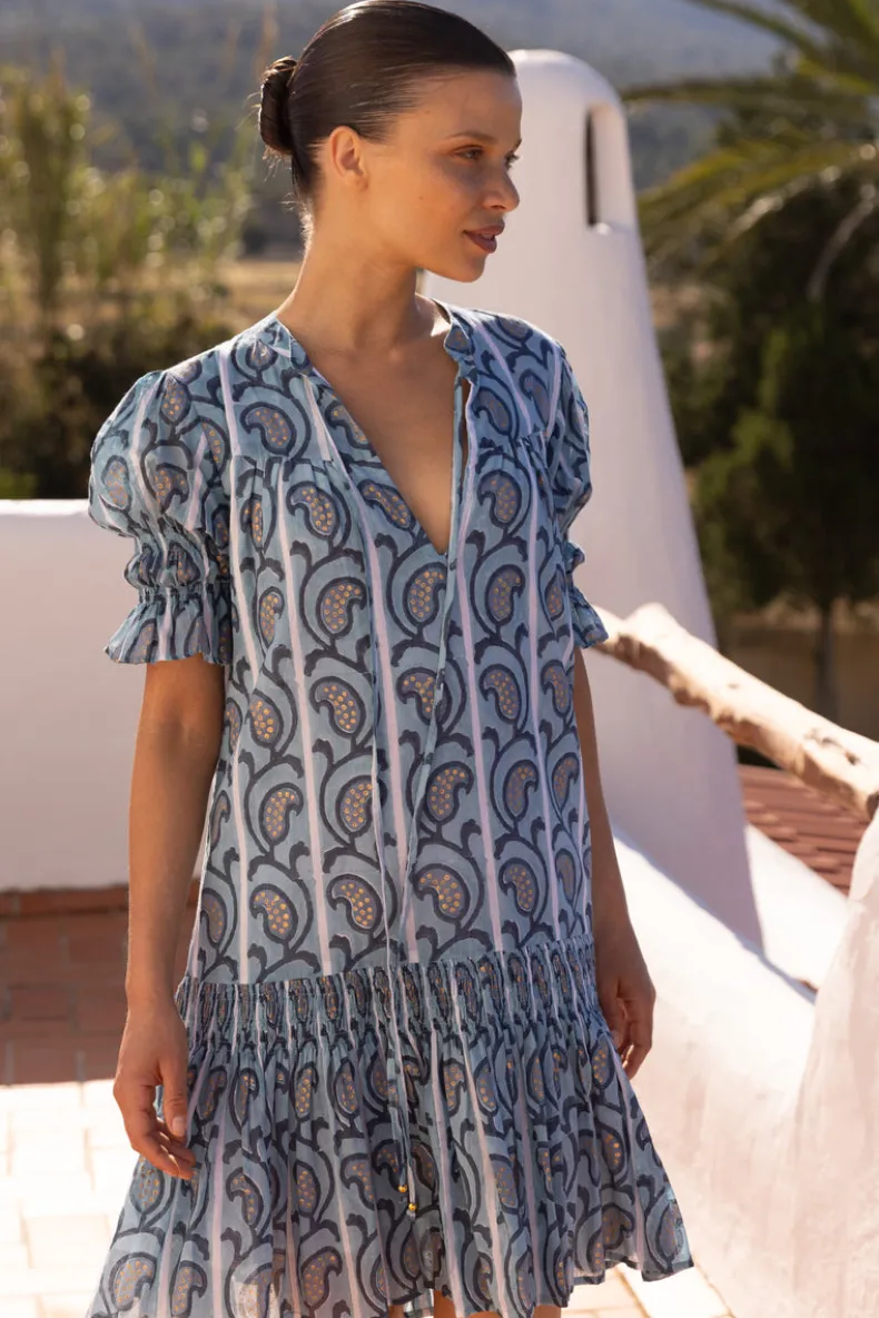 Smocked Drop Mini- Goa Blue