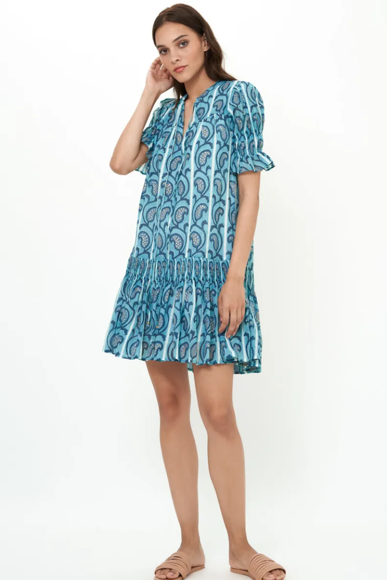 Smocked Drop Mini- Goa Blue