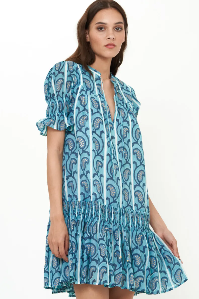 Smocked Drop Mini- Goa Blue