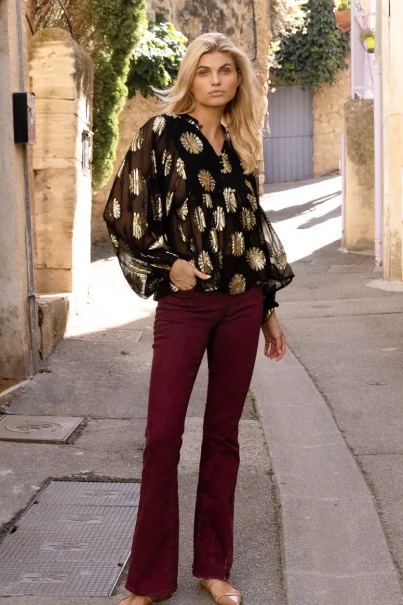 Mandarin Balloon Top- Peony Black