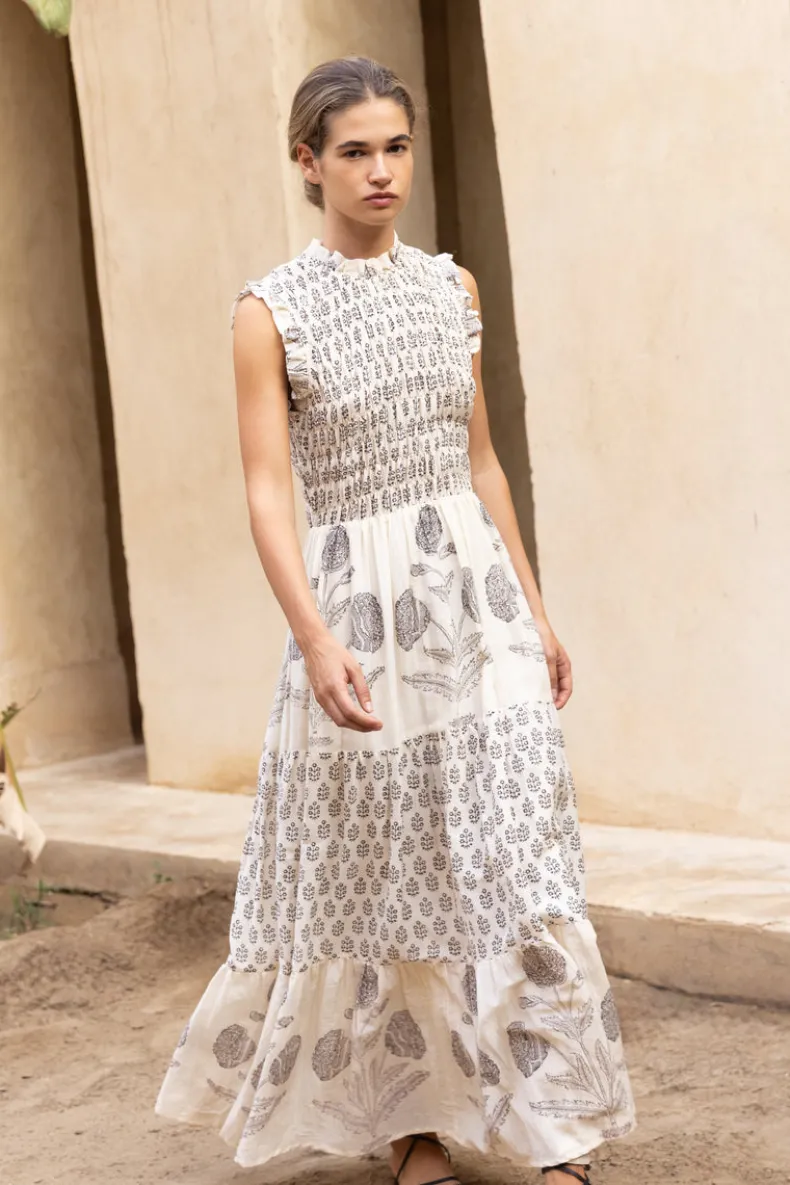 Sleeveless Smocked Maxi- Samba Black