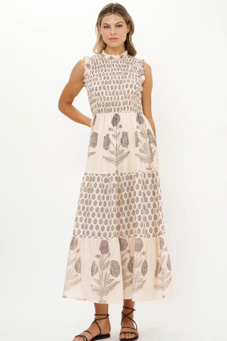 Sleeveless Smocked Maxi- Samba Black